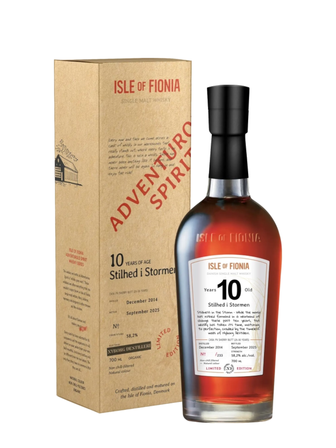 Isle of Fionia 10 år Stilhed i Stormen Single Malt Whisky - flaske med gaveæske