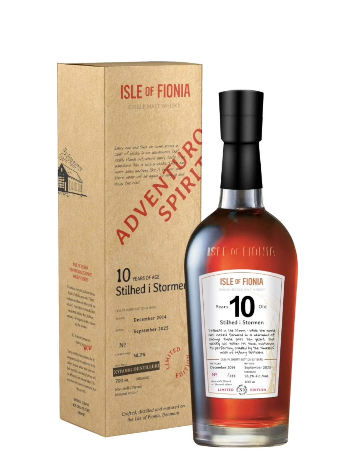 Isle of Fionia 10 år Stilhed i Stormen Single Malt Whisky - flaske med gaveæske