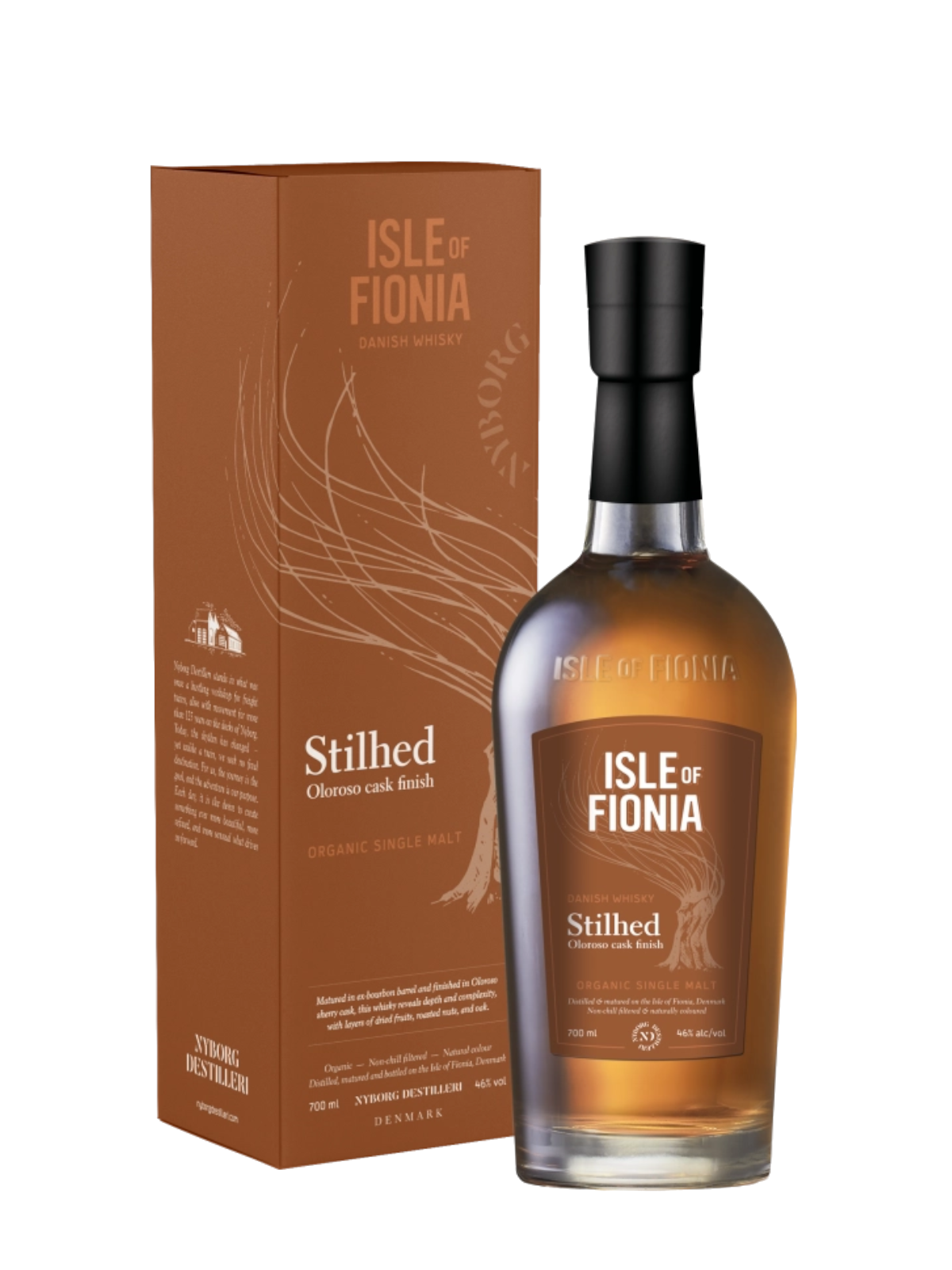 Isle of Fionia Stilhed Organic Single Malt Whisky - flaska med presentask