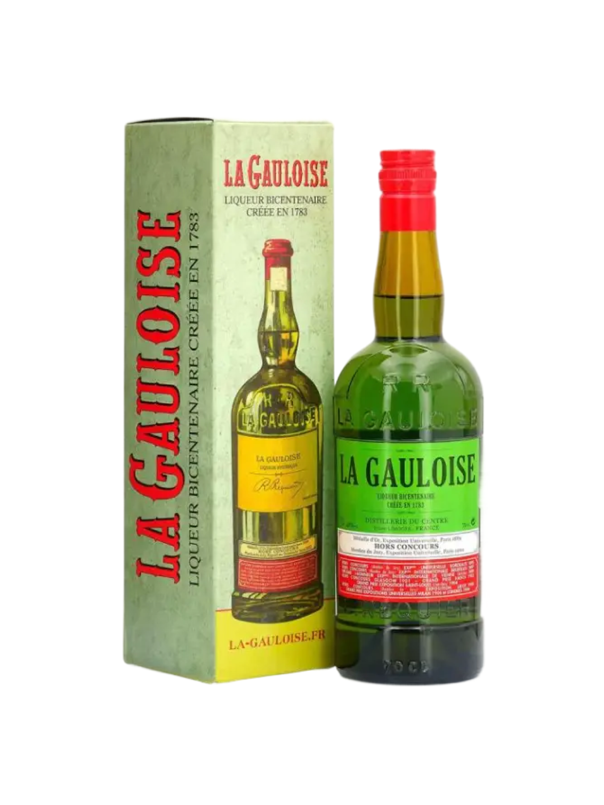 La Gauloise Liqueur Bicentenaire Verte - flaske med gaveæske