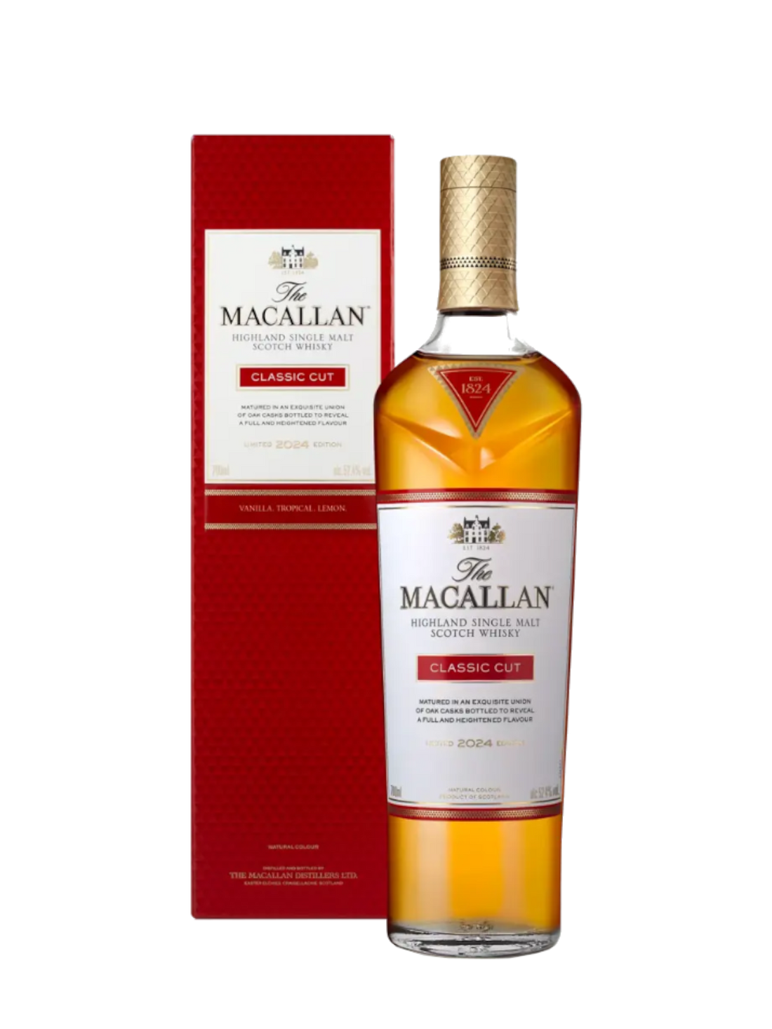 The Macallan Classic Cut 2024 Edition Single Malt Whisky - flaske med gaveæske