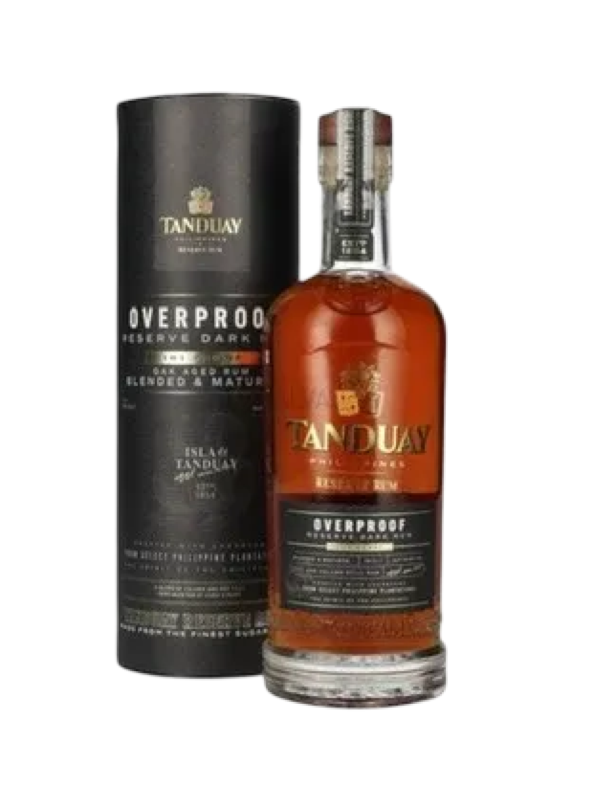 Tanduay Overproof Reserve Dark Rum - bottle with gift box