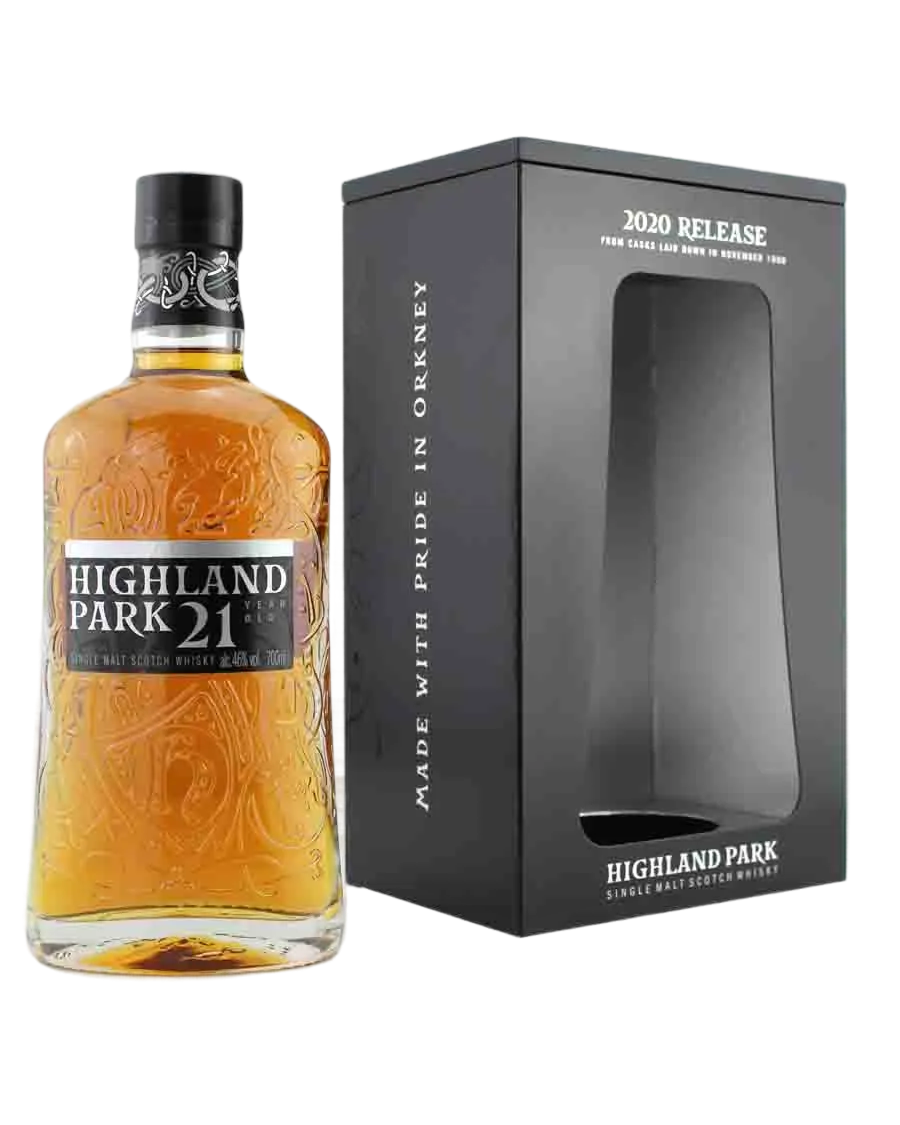 Highland Park 21 Year Old Single Malt Whisky 2023 Release - bottle with gift box