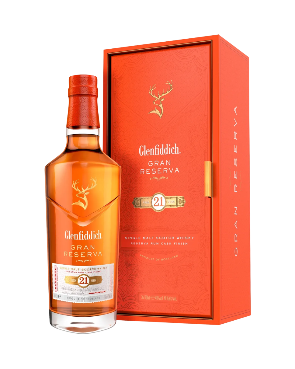 Glenfiddich 21 Year Old Reserva Rum Cask Finish Single Malt Whisky - bottle with gift box