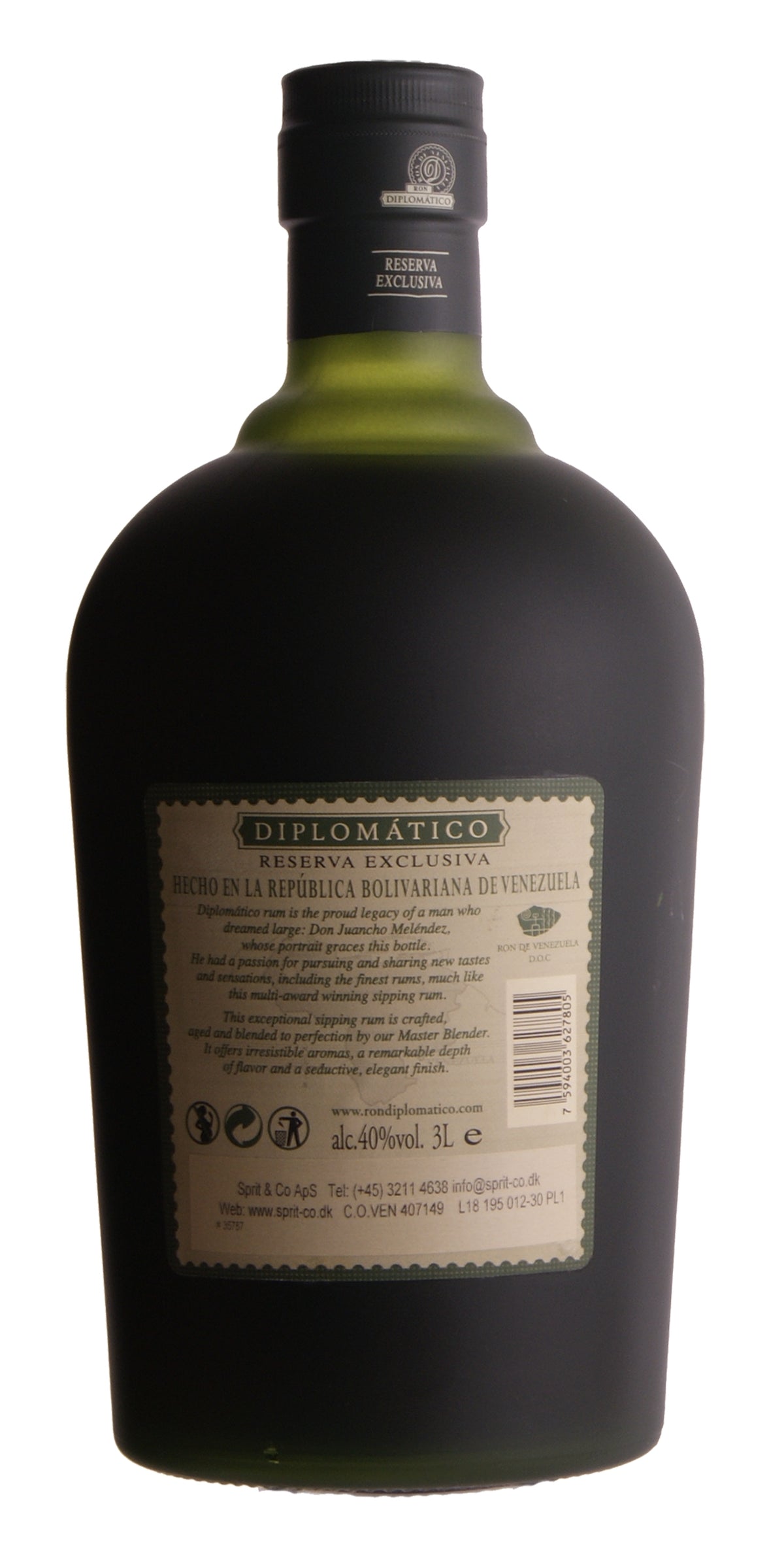 Magnum Diplomatico Reserva Exclusiva Rum - 3 liters - back of bottle