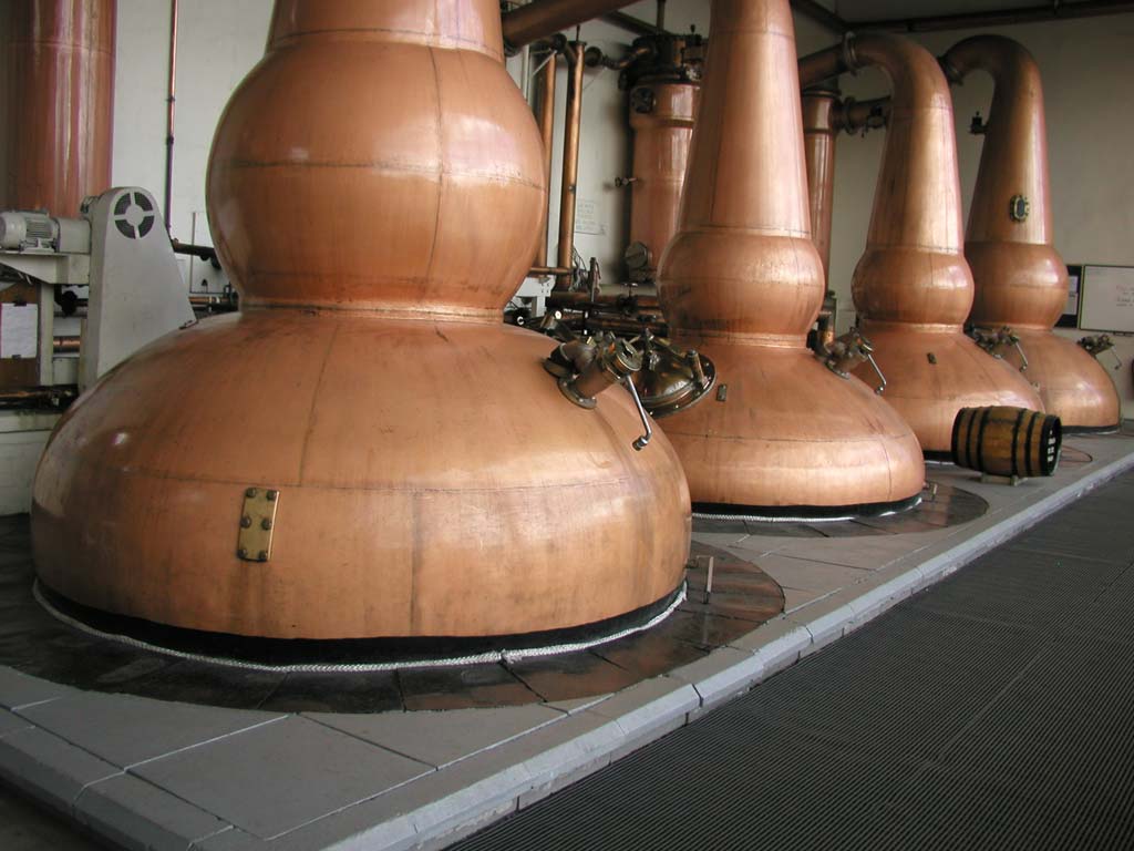 Copper stills at GlenDronach distillery
