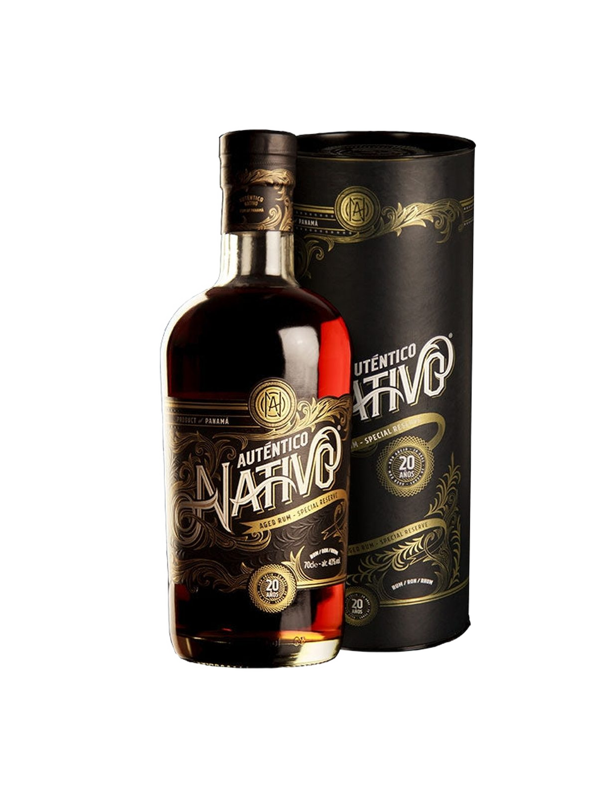 Autentico Nativo Rom 20 år - flaska med presentask