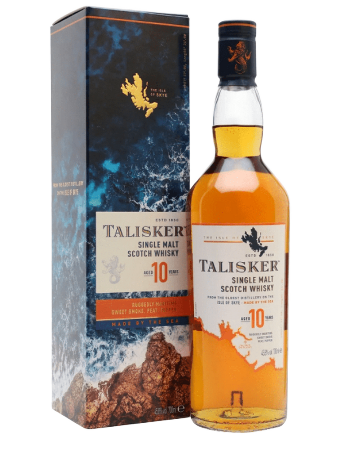 Talisker 10 års Single Malt Scotch Whisky - flaske med gaveæske