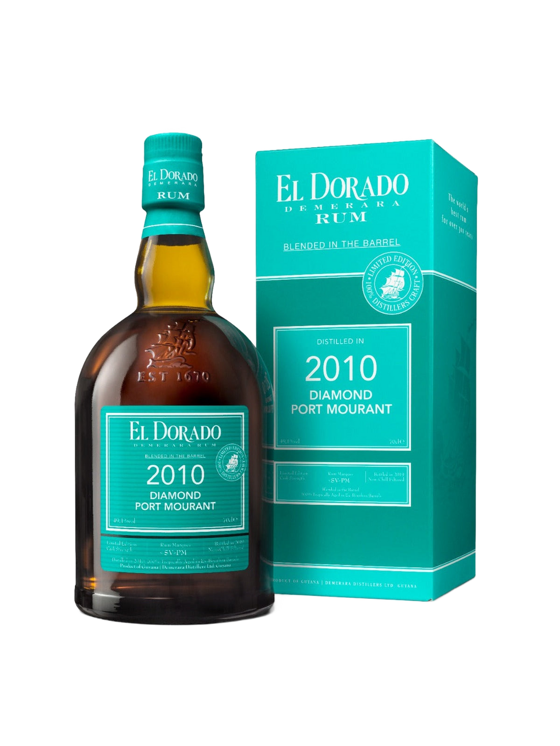 El Dorado 2010 Diamond Port Mourant Blended in the Barrel Rum - flaske med gaveæske