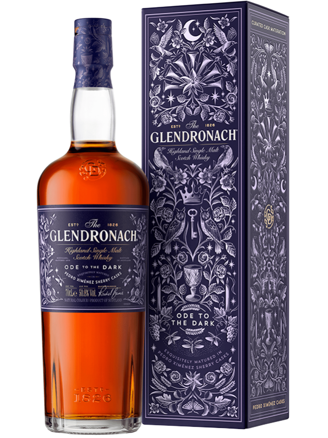GlenDronach Ode to the Dark Single Malt Scotch Whisky - flaske med gaveæske