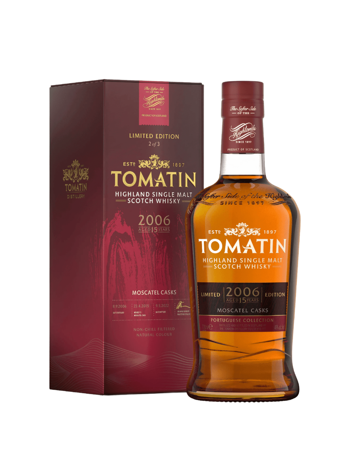 Tomatin Portuguese Trio Moscatel Casks Single Malt Whisky - flaske med gaveæske