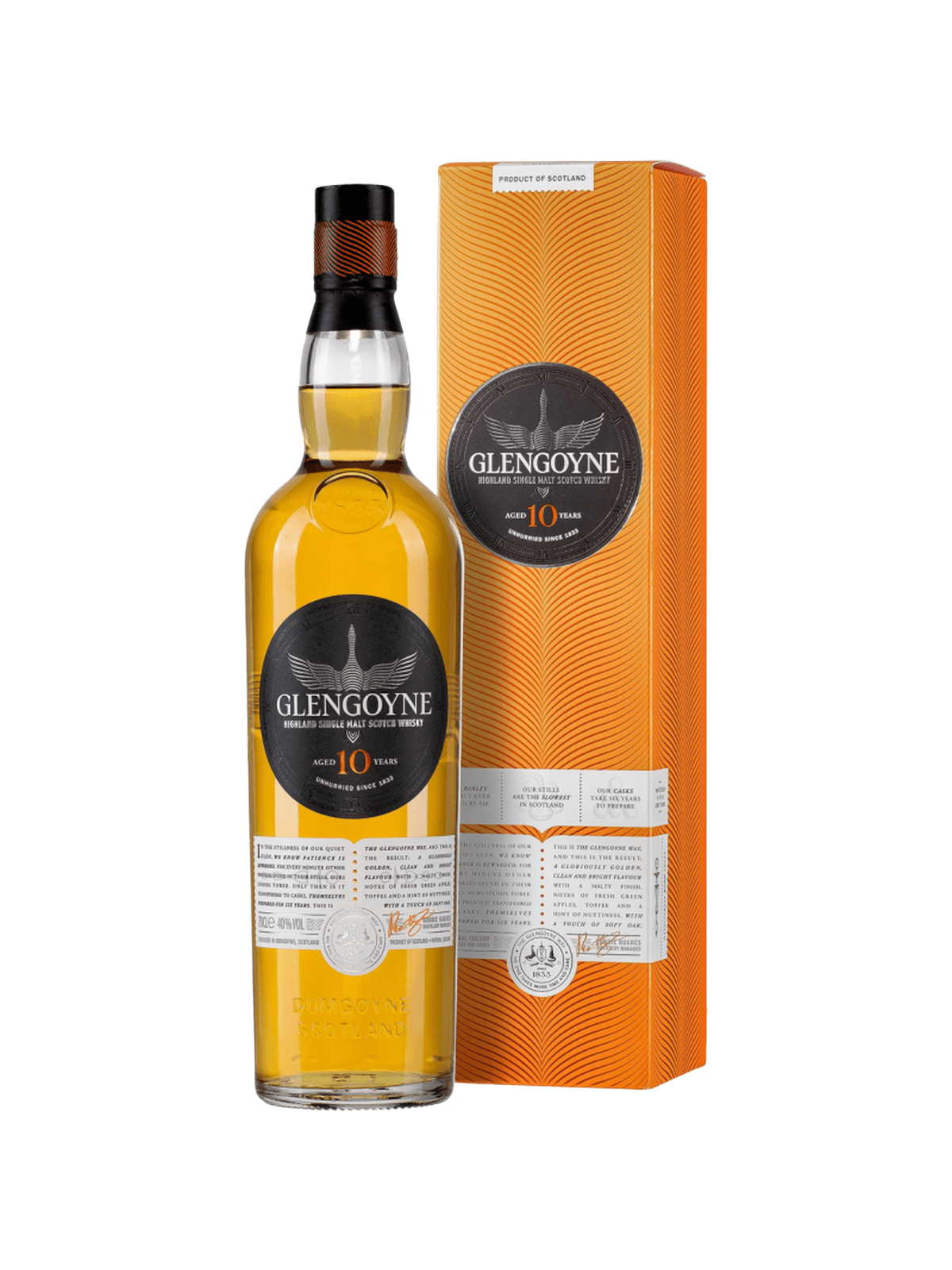 Glengoyne 10 års Single Malt Whisky - flaske med gaveæske