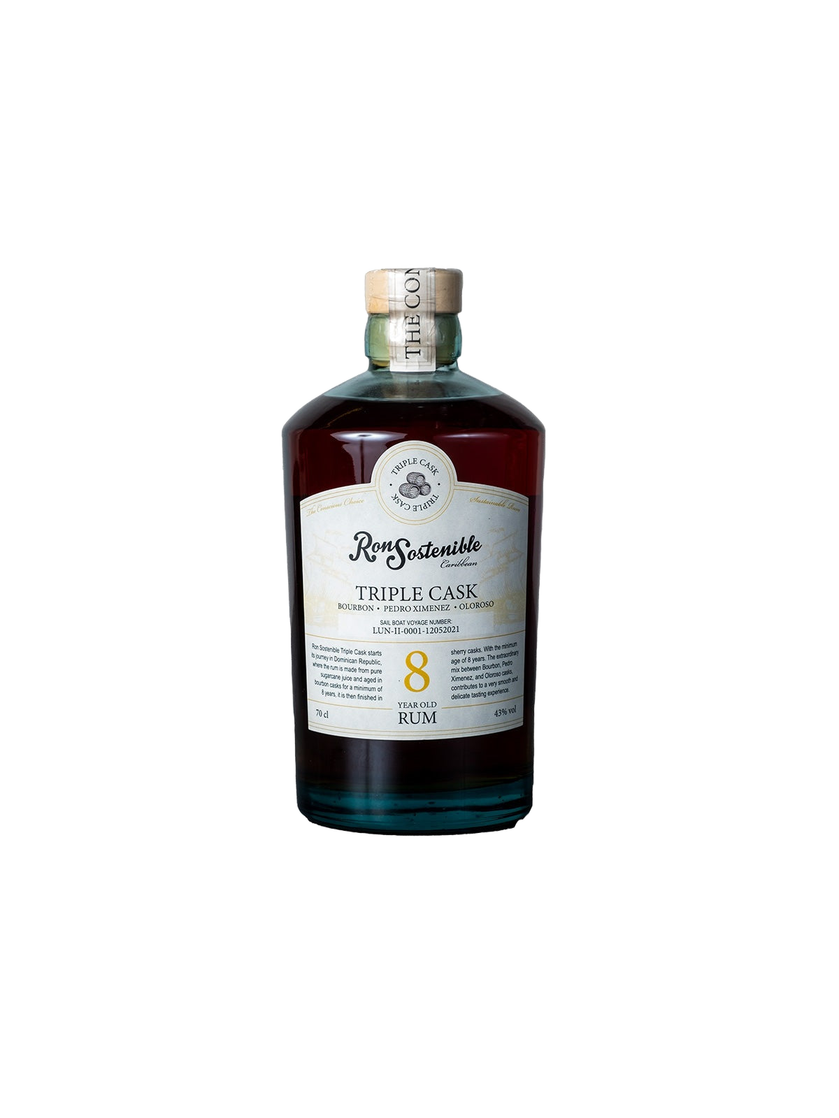 Ron Sostenible 8 Year Old Triple Cask Rum - bottle