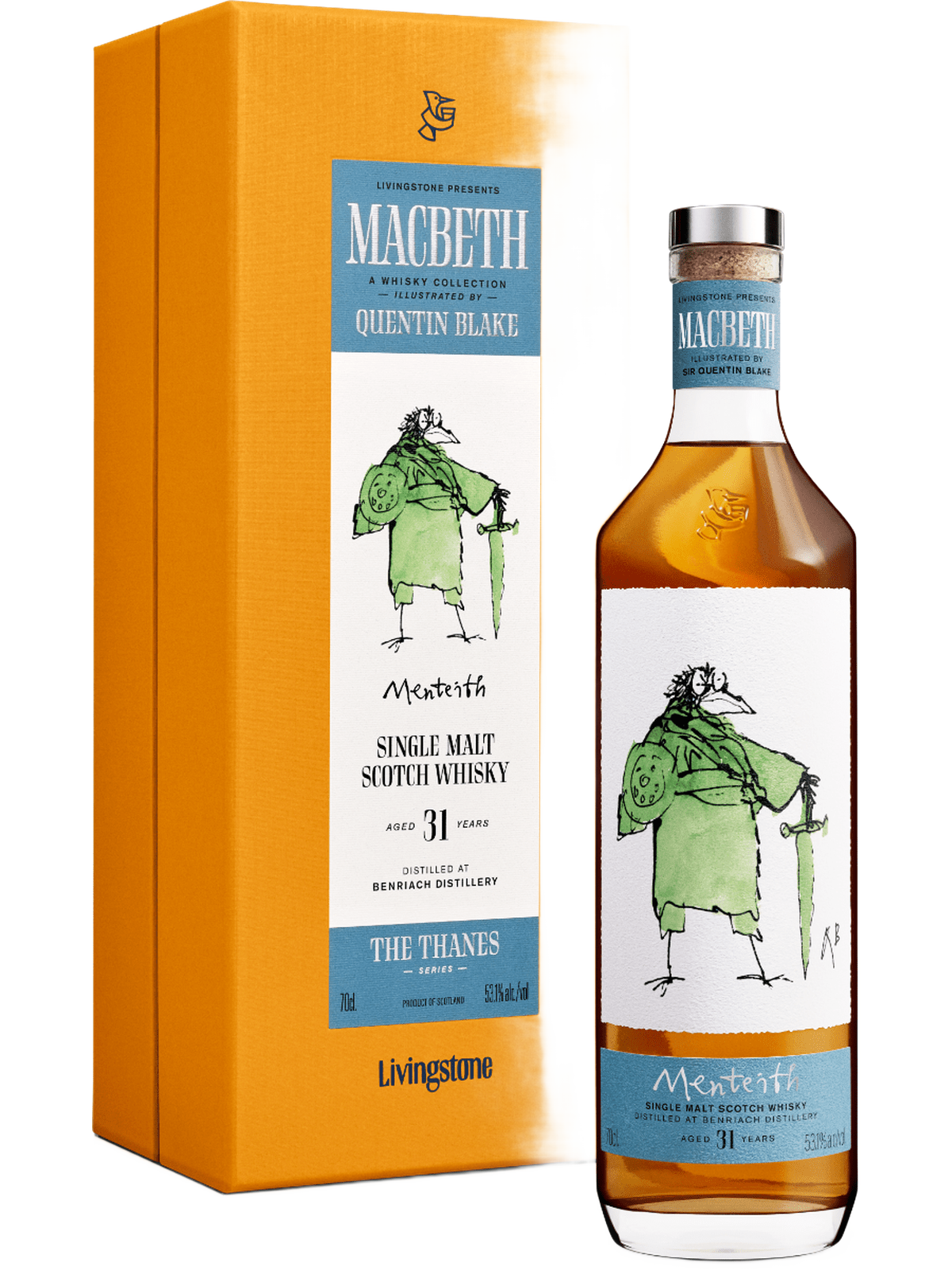 Macbeth Menteith - Benriach 31-årig Single Malt Whisky - flaska med presentask