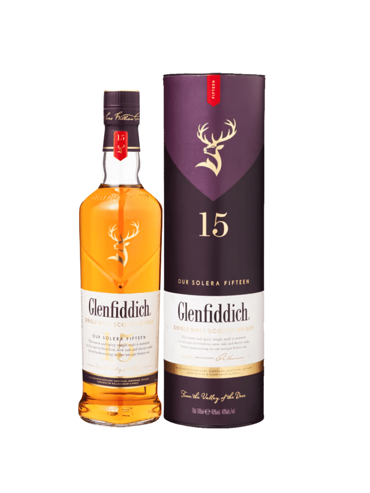 Glenfiddich 15 år Single Malt Whisky - flaska med presentask