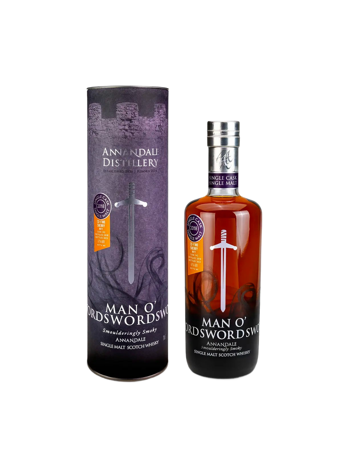 Annandale Man O' Sword Ex-Oloroso Single Malt Scotch Whisky - flaske med gaveæske