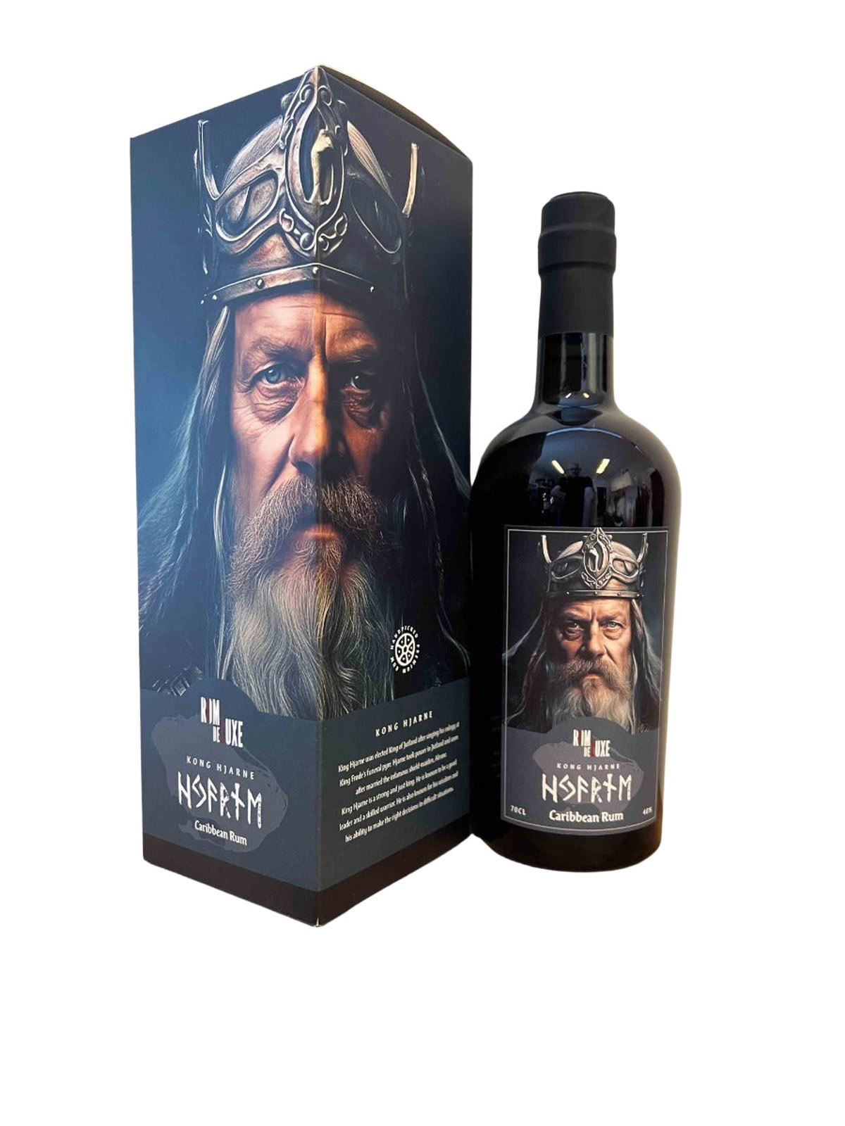 Romdeluxe Kong Hjarne - Caribbean Rum - flaska med presentask