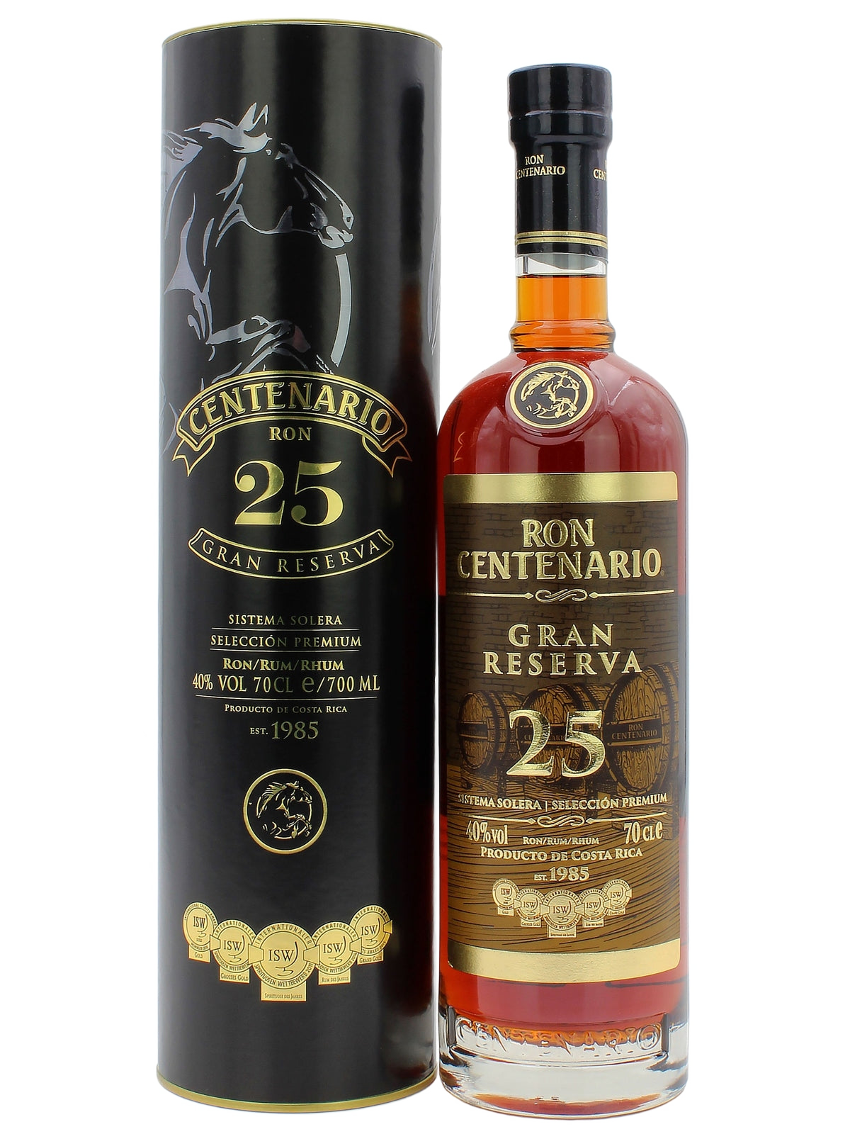 Ron Centenario 25 år Solera Gran Reserva Rom - flaske med gaveæske
