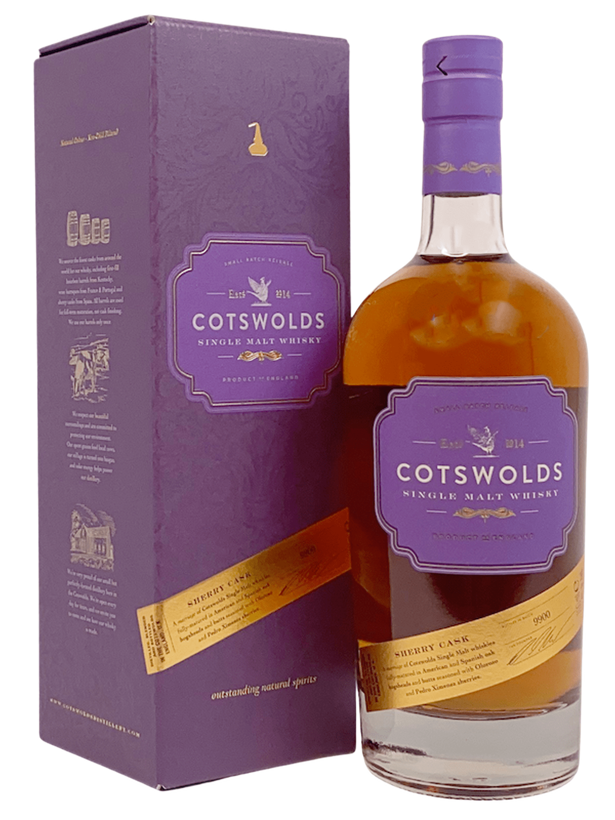 Cotswolds Sherry Cask Single Malt Whisky - flaske med gaveæske