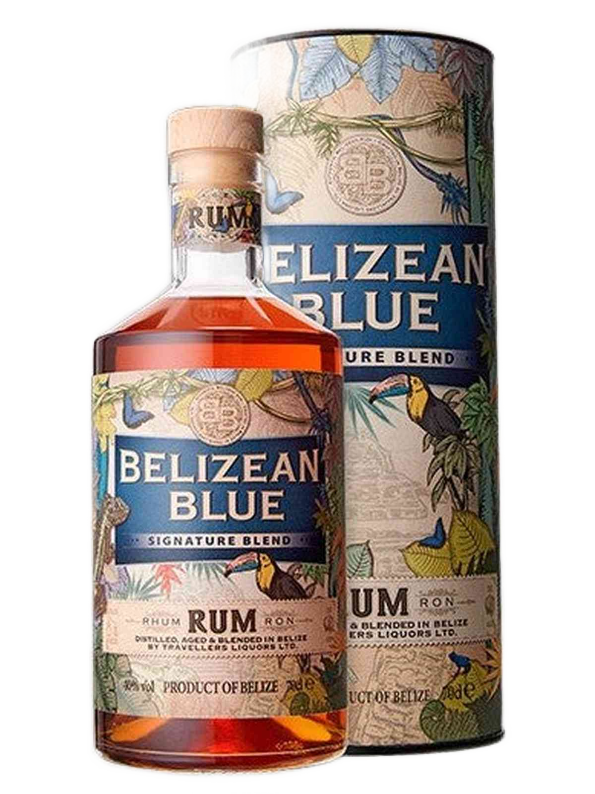 Belizean Blue Signature Blend Rum - flaske med gaveæske