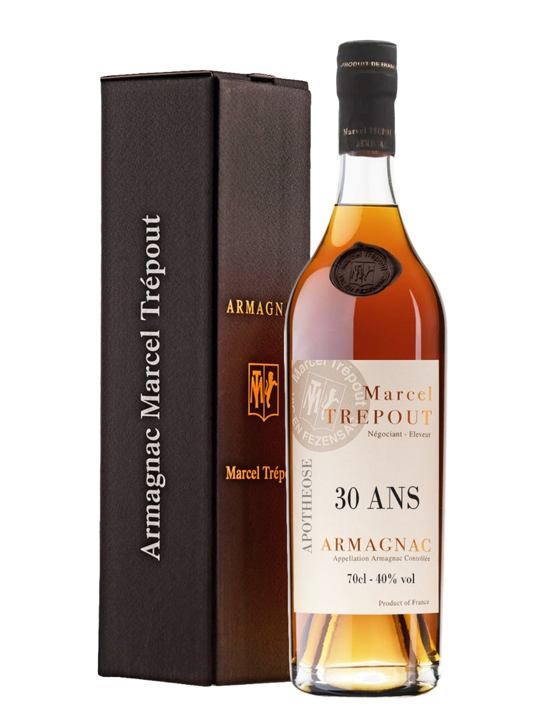 Marcel Trépout Armagnac Apotheose 30 år - flaske med gaveæske