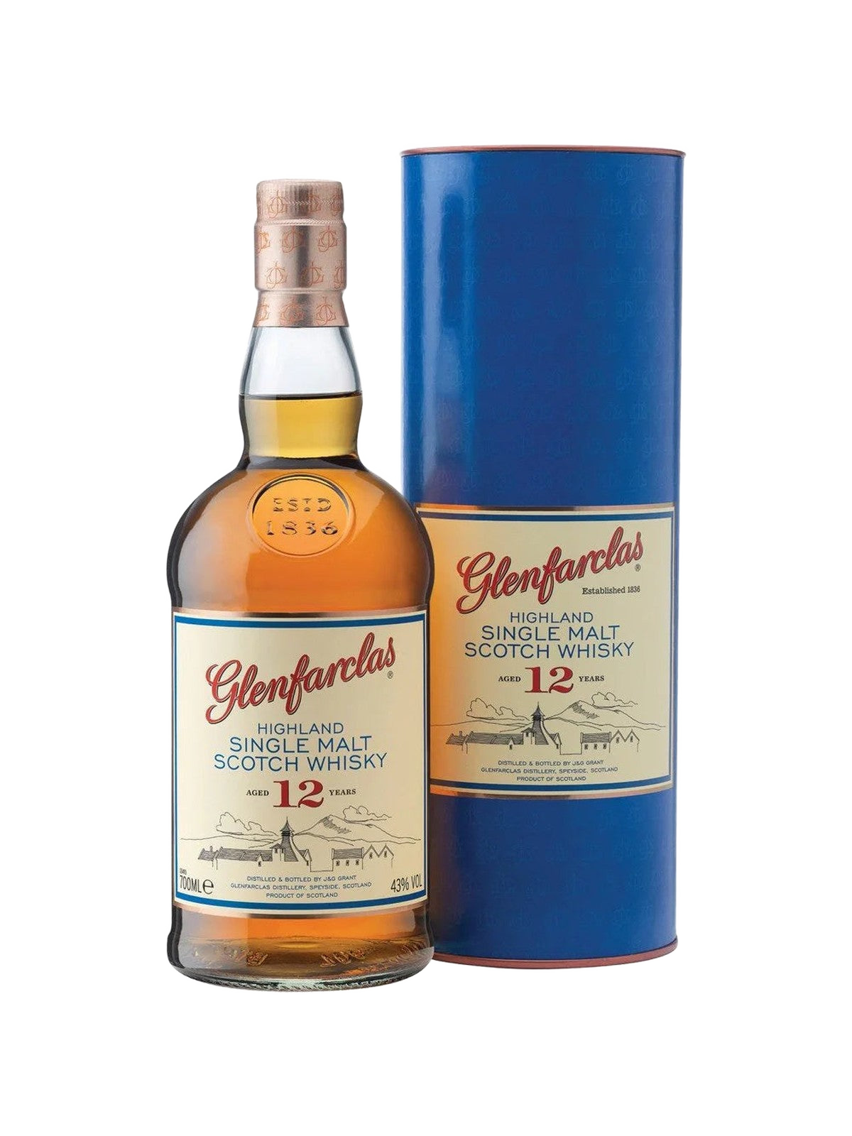 Glenfarclas 12 års Single Malt Whisky - flaske med gaveæske