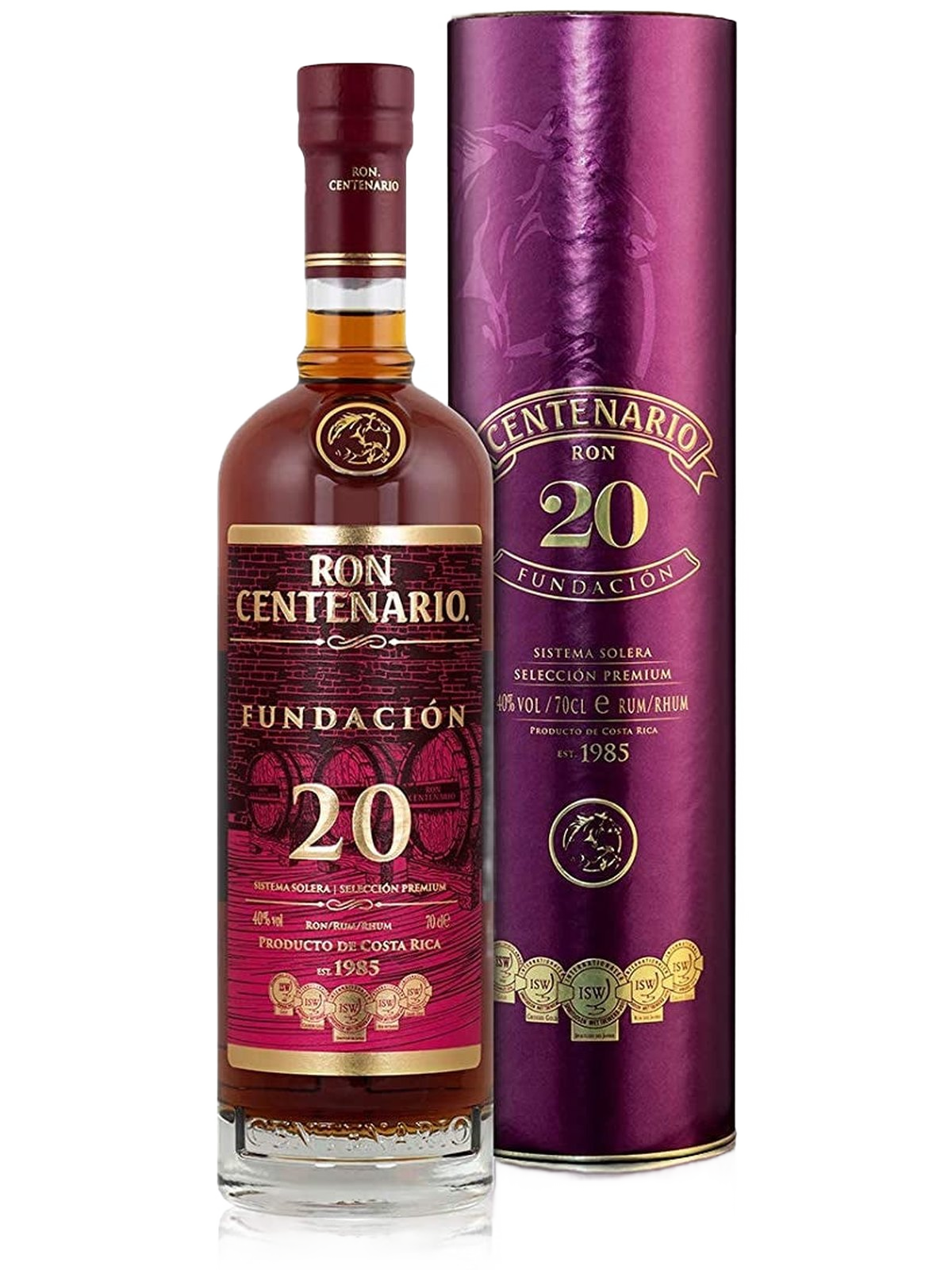 Ron Centenario 20 år Solera Fundación Rom - flaske med gaveæske