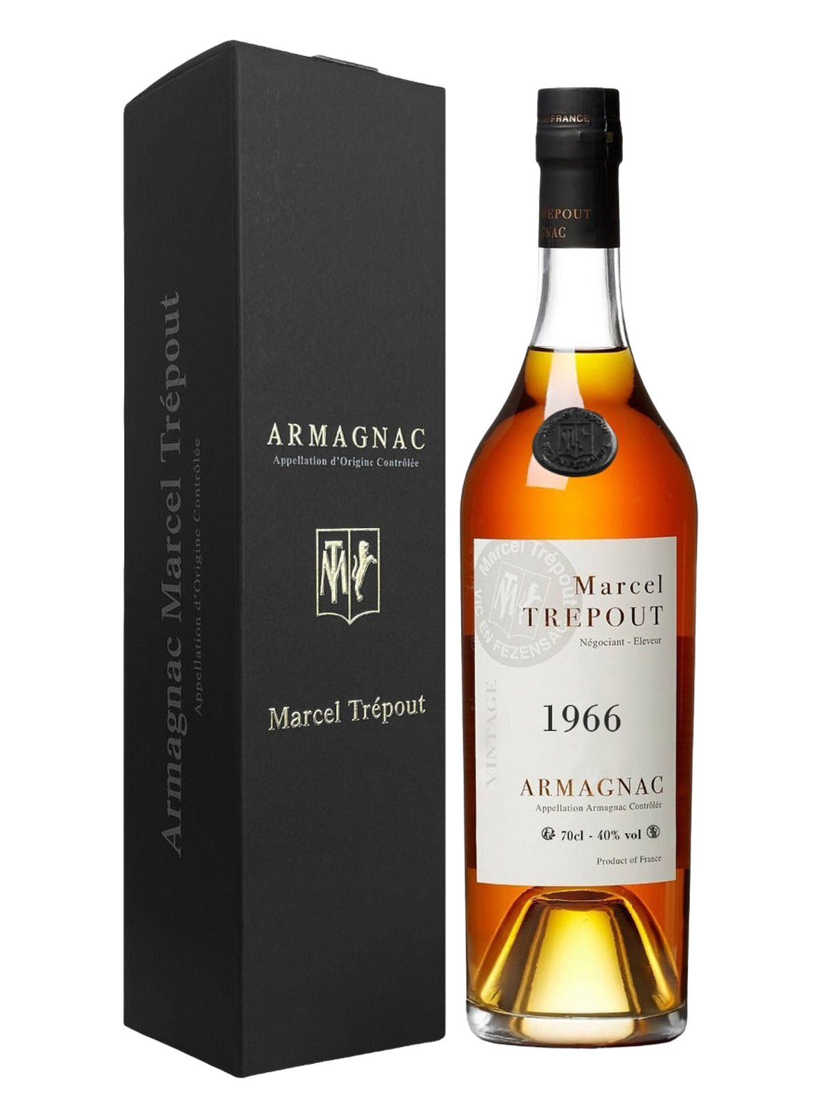 Marcel Trépout Armagnac Vintage 1966 - flaske med gaveæske