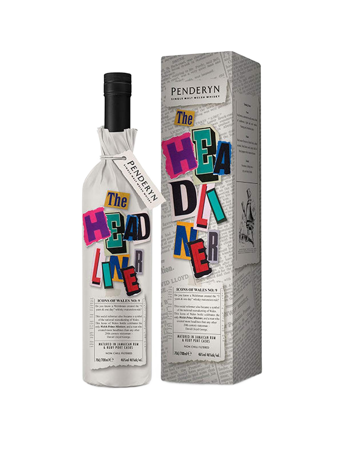 Penderyn The Headliner Icons of Wales Single Malt Whisky - flaska med presentask