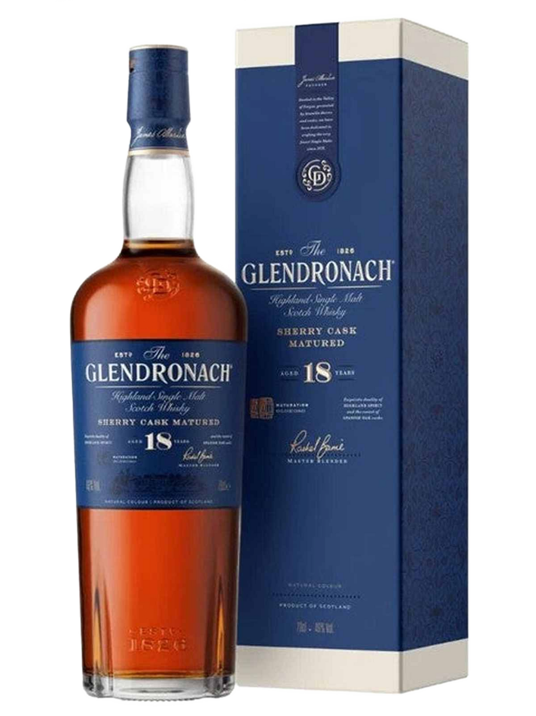 GlenDronach 18 Years Old Highland Single Malt Scotch Whisky - flaske med gaveæske