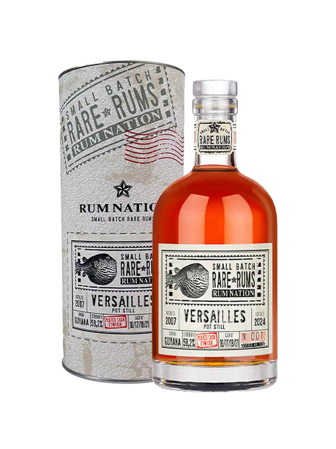 Rum Nation Rare Rums Versailles 16 år Peated Cask Finish - flaska med presentask