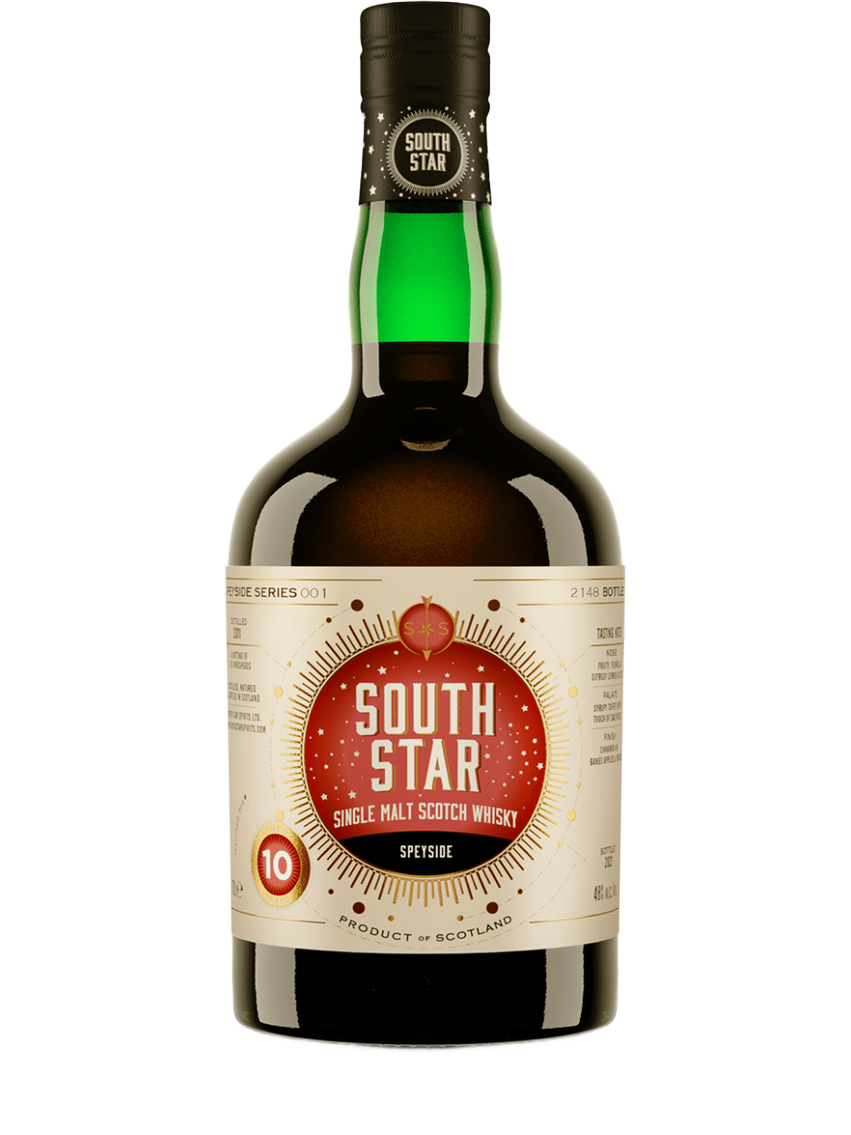 South Star Speyside 10 års Single Malt Whisky - flaske