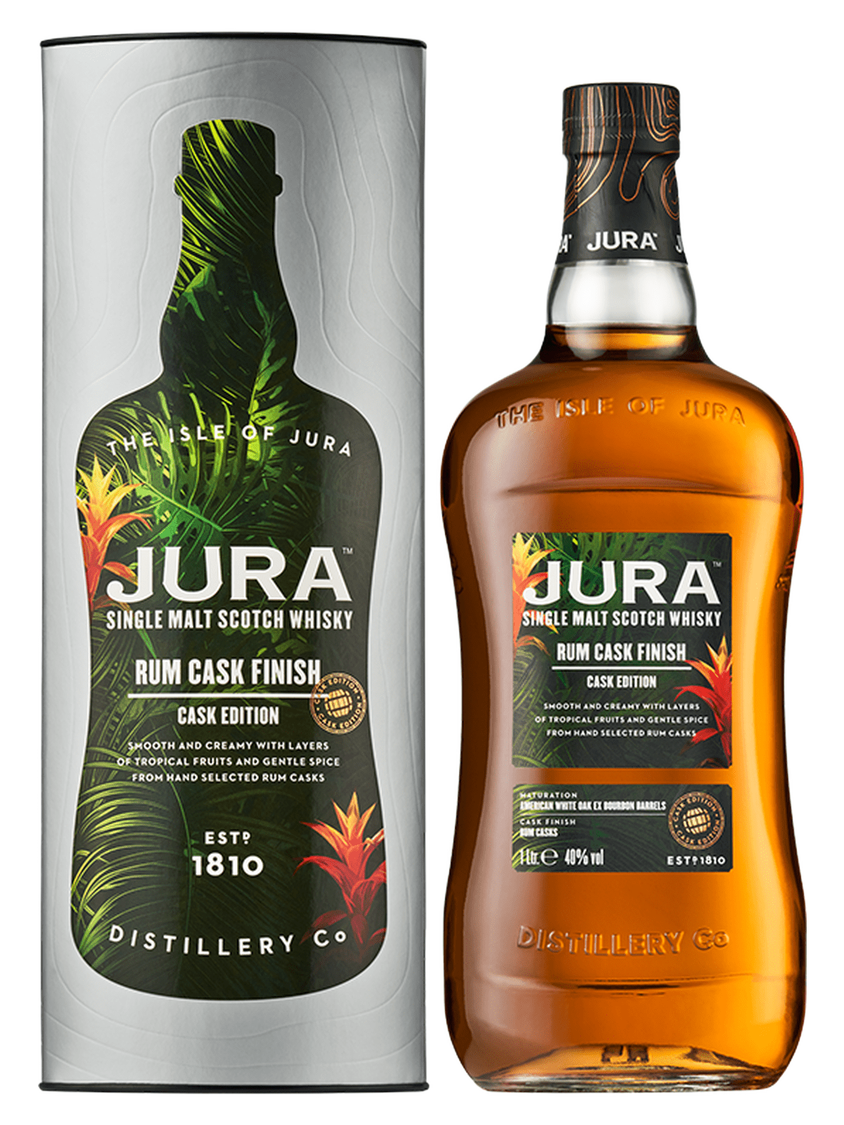 Jura Rum Cask Finish Single Malt Whisky - flaske med gaveæske