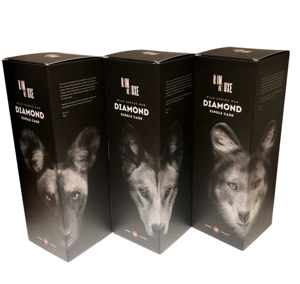 Tre gaveæsker fra Romdeluxe Wild Series Diamond